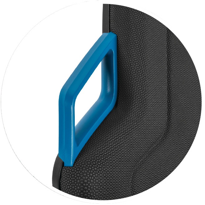 Arbeitsdrehstuhl Nexxit Gleiter Integralschaum schwarz Griff blau 450-600mm