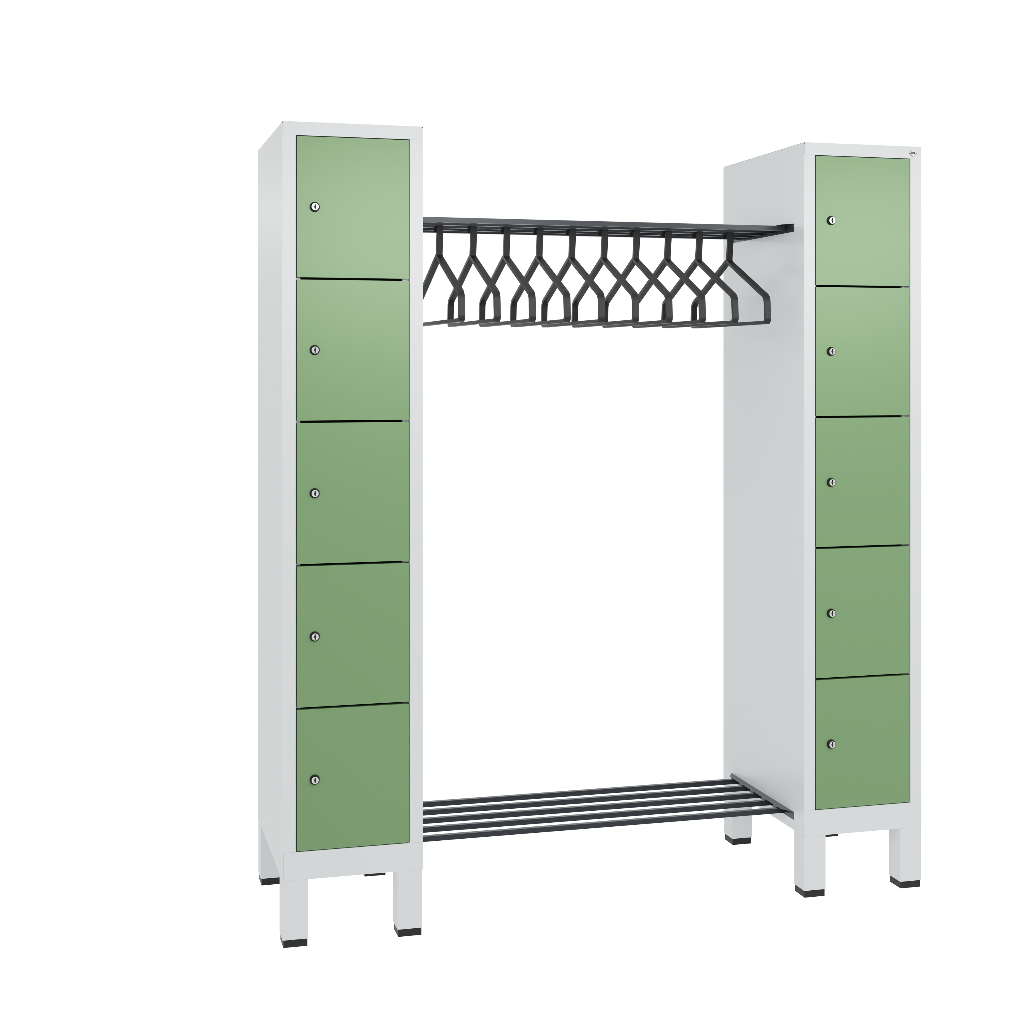 C+P Offene Garderobe Evolo, H1850xB1591xT500mm, 7035/6011