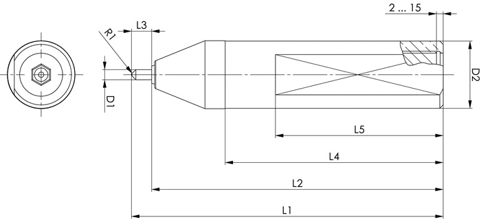Markierungswerkzeug Medium Nr.1570MM Spann-D.3mm Weldon Schaft-D.20mm AMF