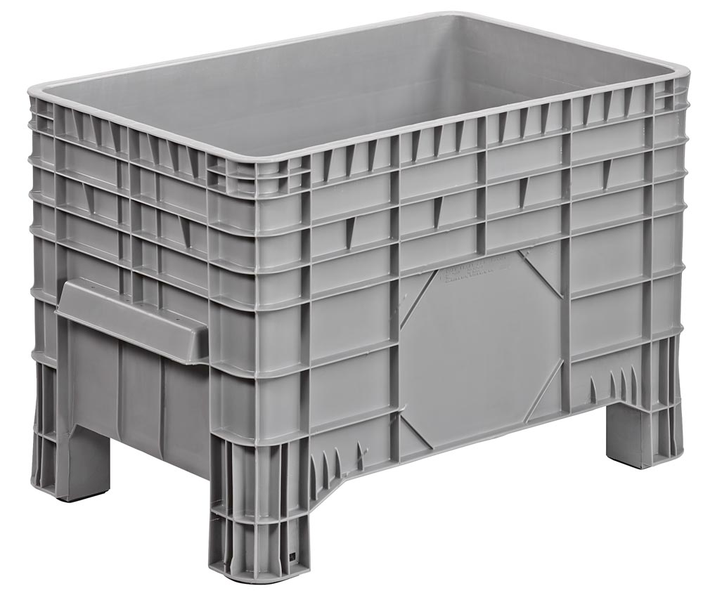 Palettenbox, Volumen 285 l, 4 Füße, Farbe grau, Boden/Wände geschlossen, BxTxH 1040x640x670 mm, Traglast 300 kg dynamisch, 1800 kg statisch