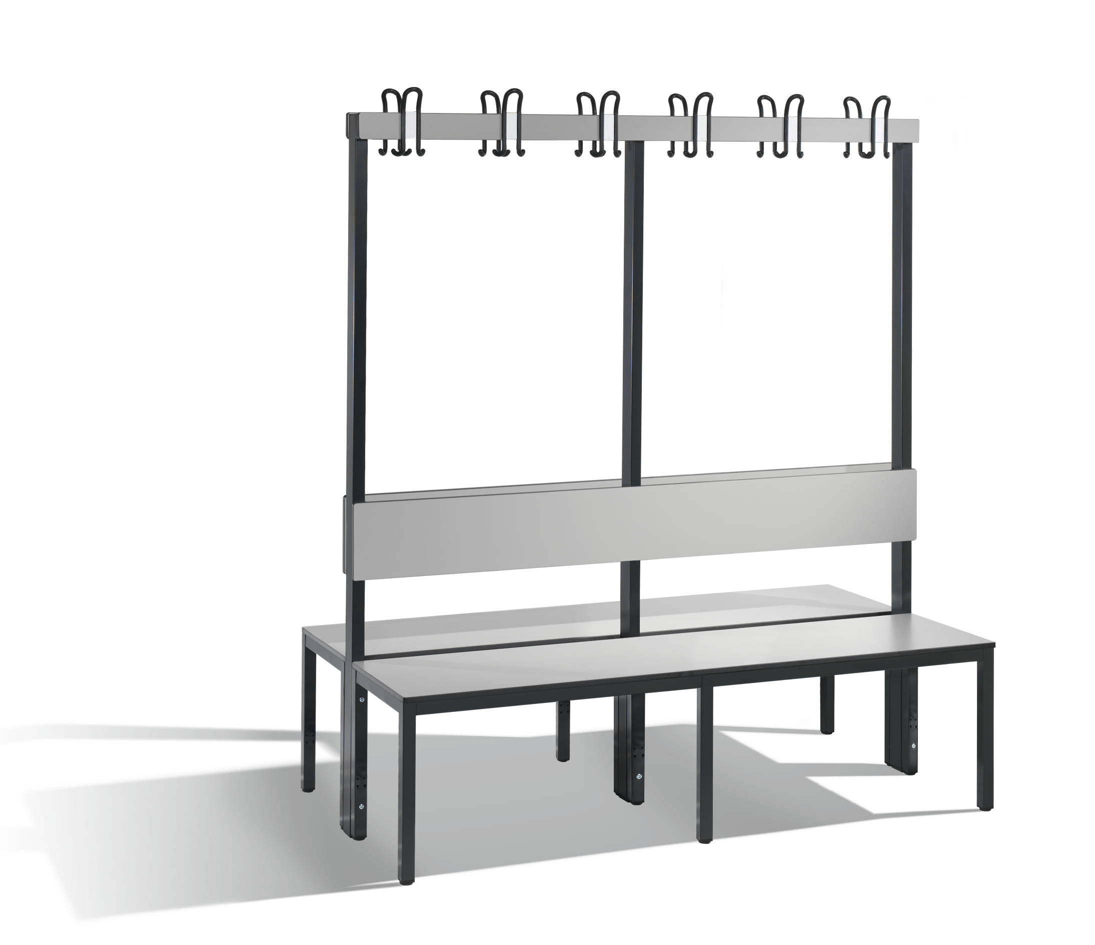 C+P Doppelseitige Garderobenbank mit Rückenlehne, Basic Plus, H1650xB1500xT760mm