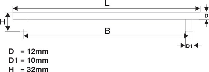 Möbelgriff VA ma 192mm D.12mm verp.im Polybeutel m.Schrauben BMB