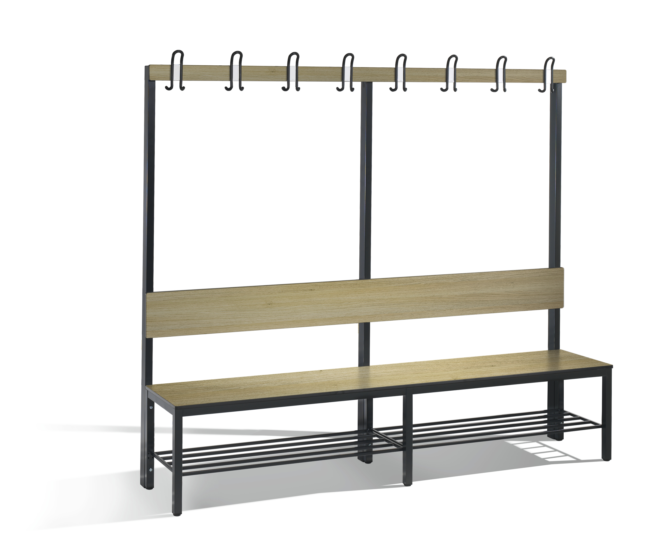 C+P Garderobenbank mit Rückenlehne, Basic Plus, H1650xB1960xT407mm, 7021
