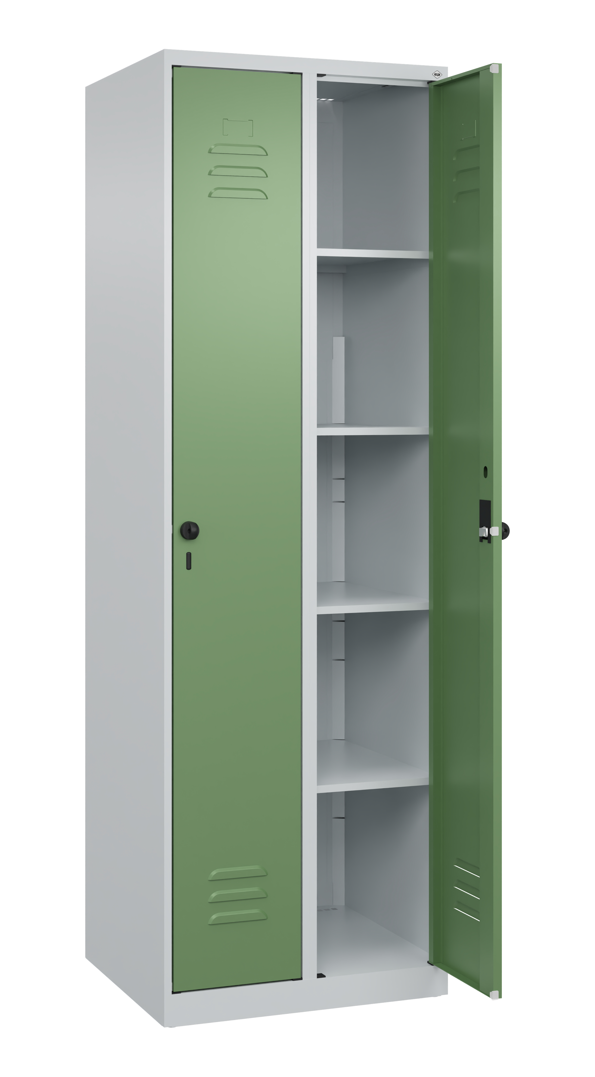 C+P Wäsche-Spind Classic PLUS, 2 Abteile, 1850x600x500mm, 7035/6011