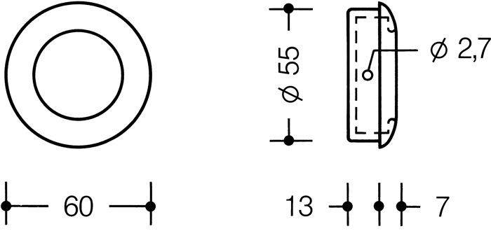 Schiebetürmuschel 538.60MLB PA 99 reinweiß ma rd.TS ab 22mm f.HLT