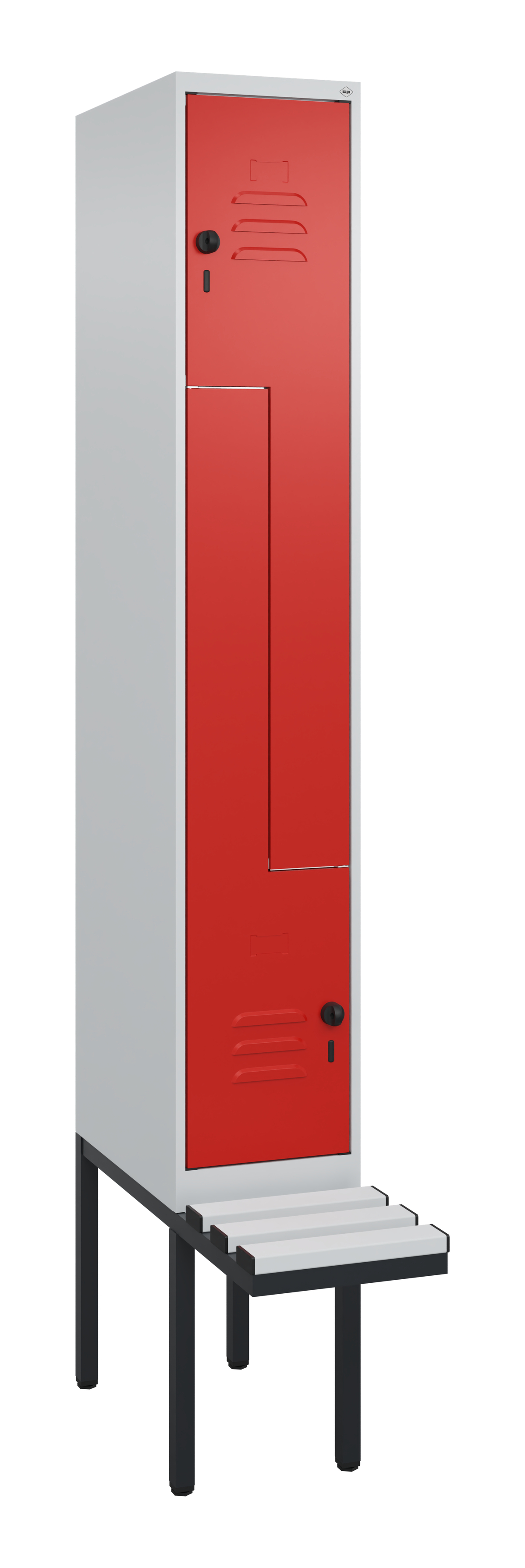 C+P Z-Spind Classic PLUS, Bank, 2 Abteile, 2120x300x815mm, 7035/3020