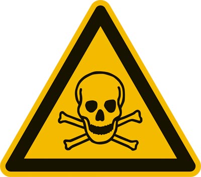 Warnschild, Warnung vor giftigen Stoffen, Kunststoff, Seitenlänge 200 mm, DIN EN ISO 7010