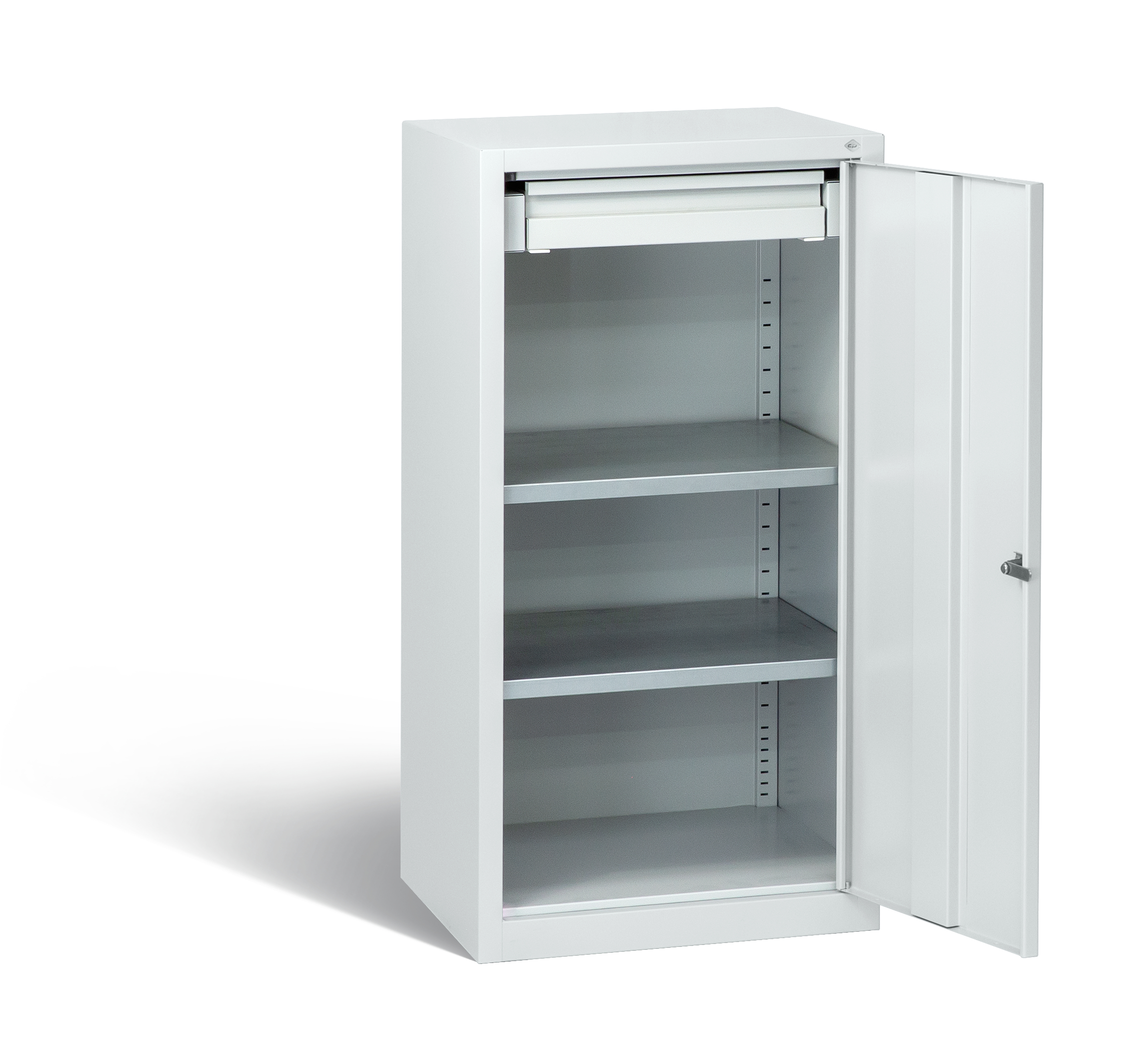 C+P Stahl-Flügeltürenschrank Serie 89, H1000xB100xT500mm, 7035/7035