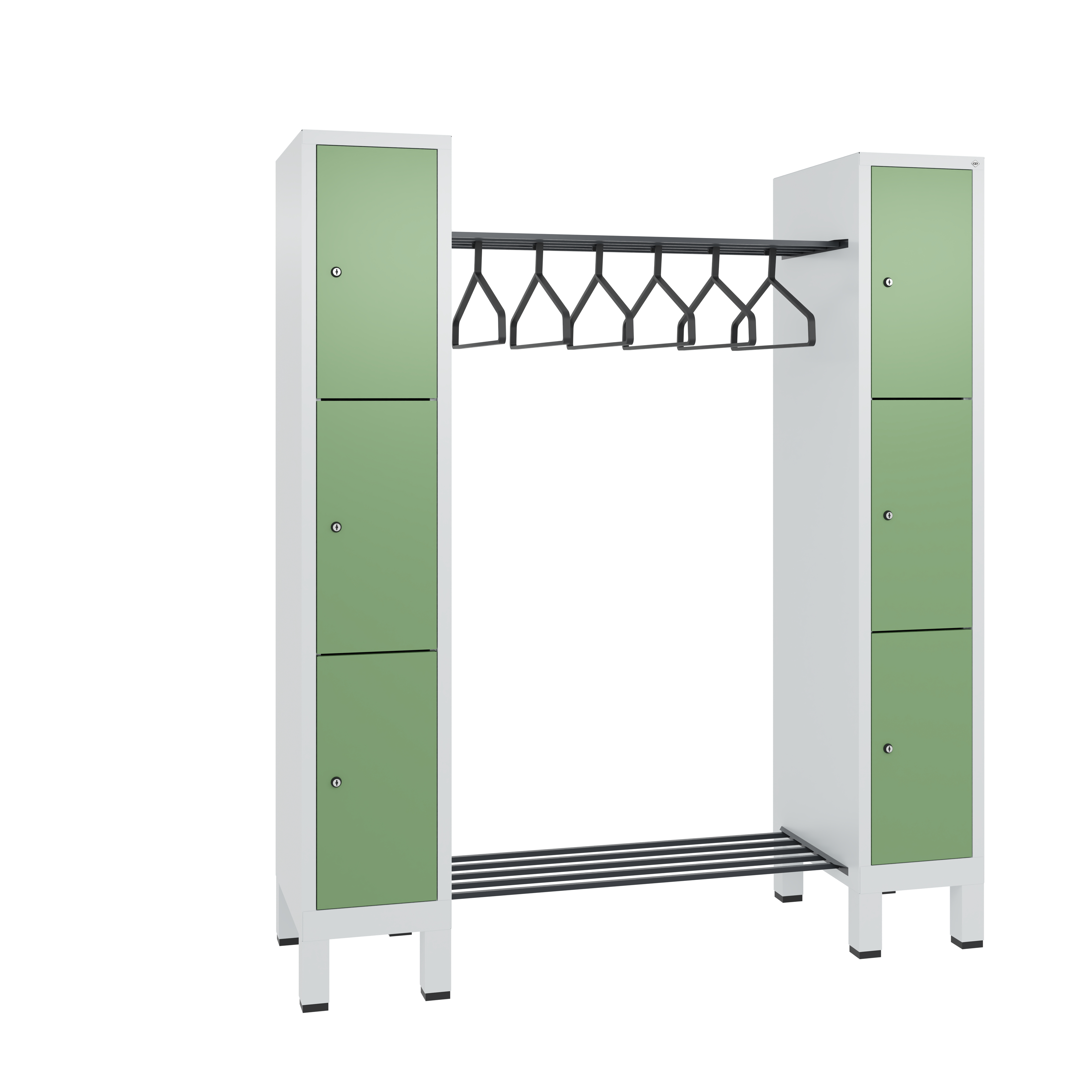 C+P Offene Garderobe Evolo, H1850xB1591xT500mm, 7035/6011