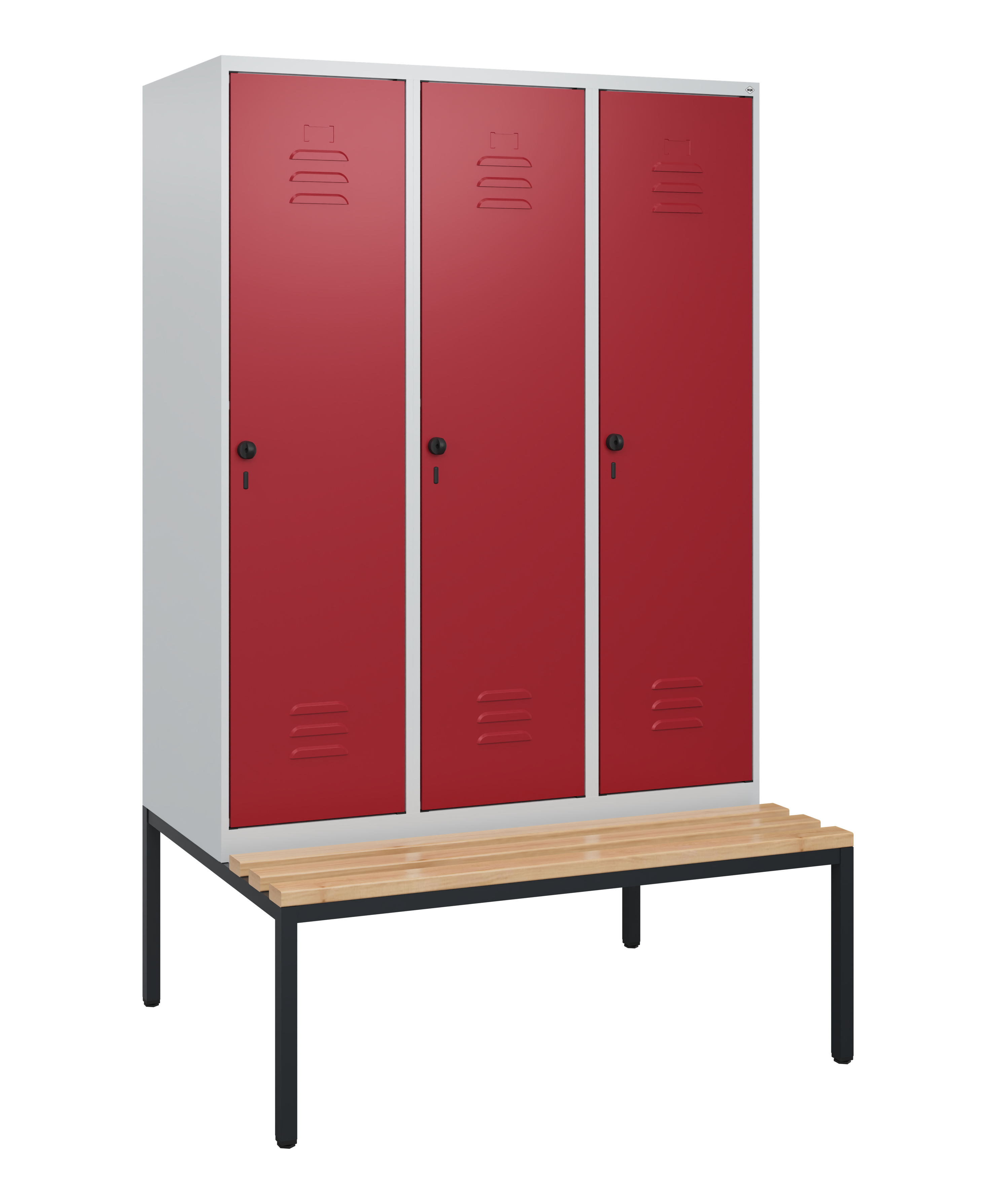 C+P Spind Classic PLUS, Bank, 3 Abteile, 1950x1200x815mm, 7035/3003