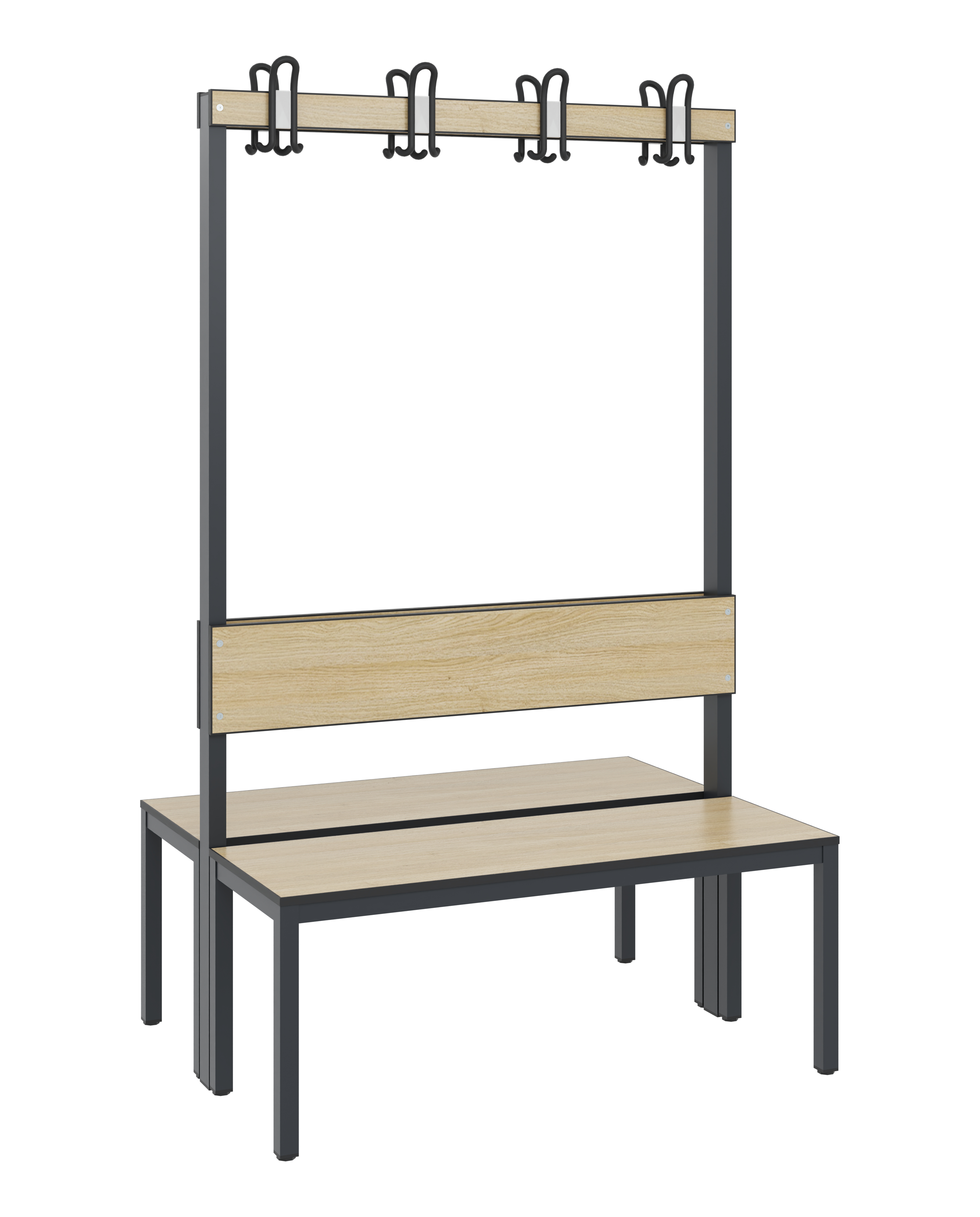 C+P Doppelseitige Garderobenbank mit Rückenlehne, Basic Plus, H1650xB1000xT760mm