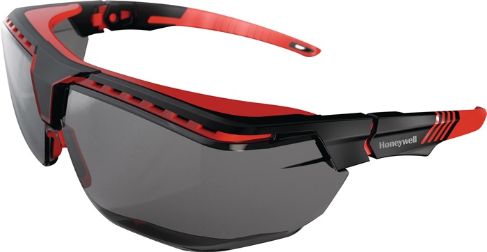 Schutzbrille Avatar OTG Bügel schwarz/rot,Scheibe grau PC HONEYWELL