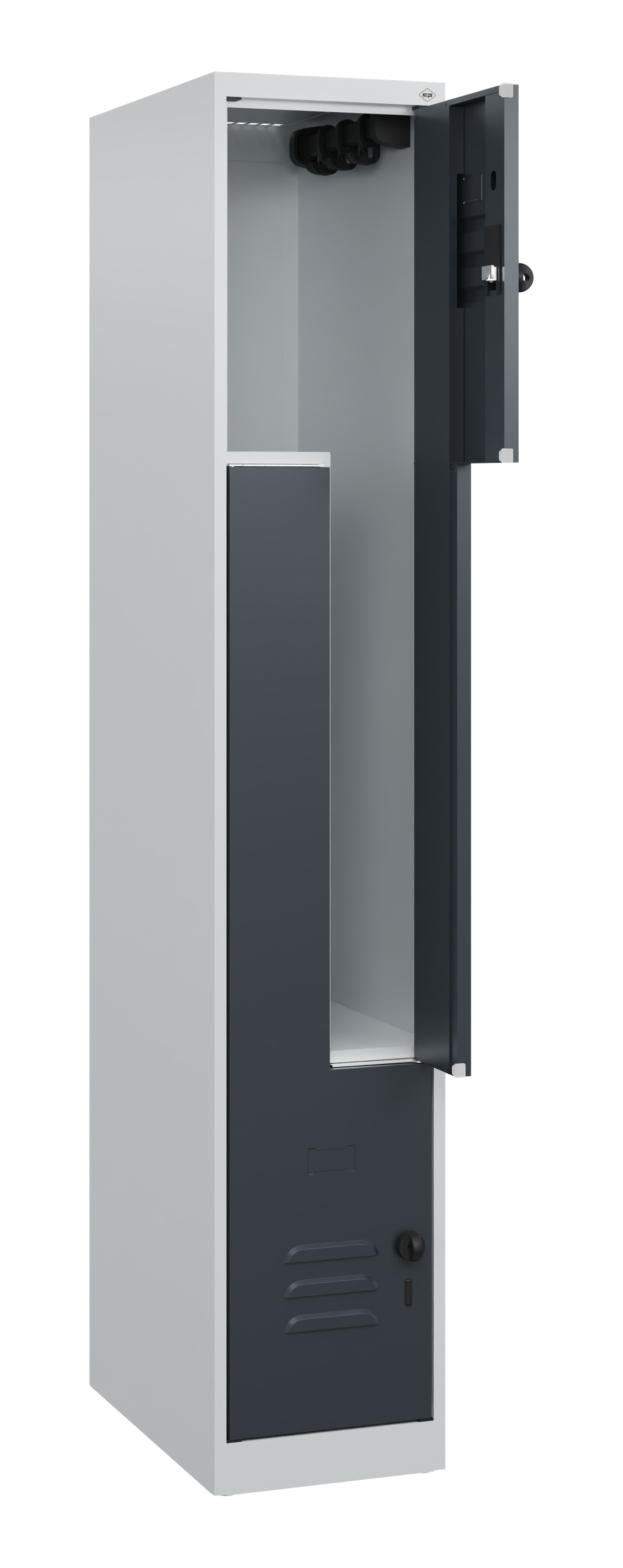 C+P Z-Spind Classic PLUS, 2 Abteile, 1700x300x500mm, 7035/7016