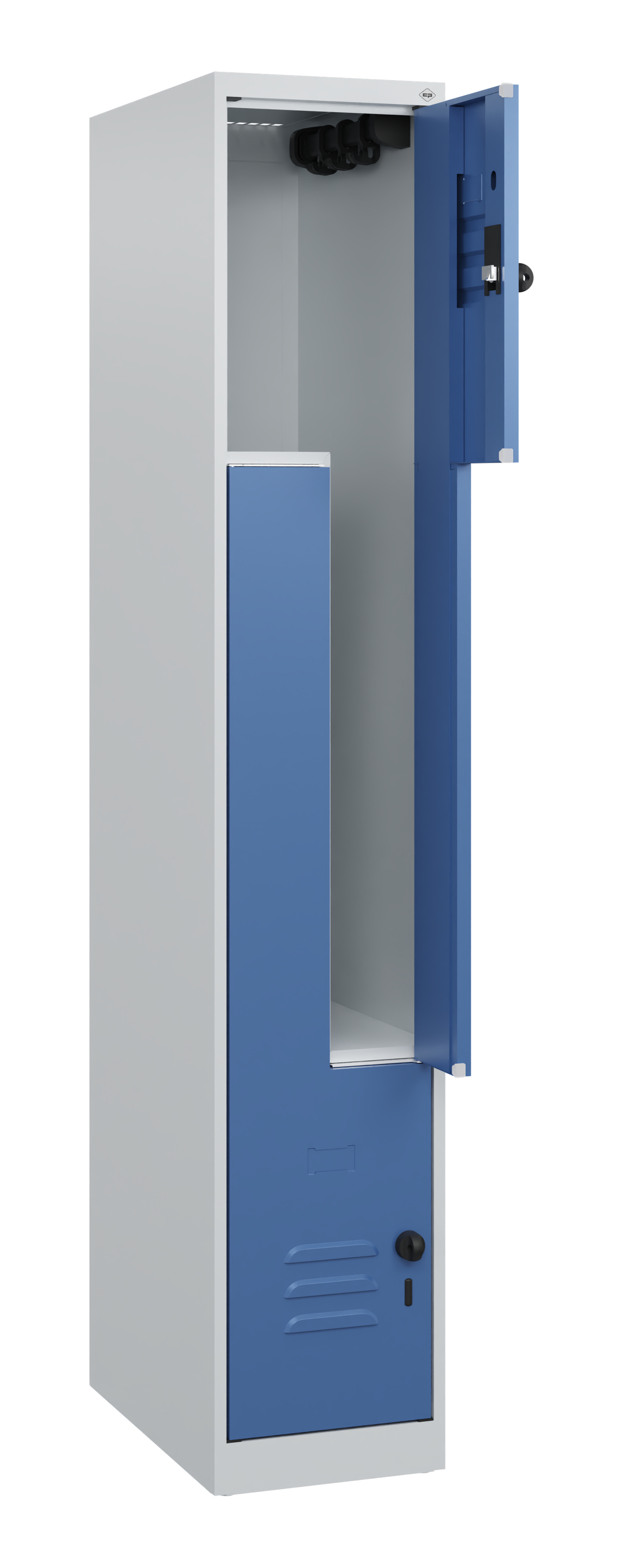 C+P Z-Spind Classic PLUS, 2 Abteile, 1700x300x500mm, 7035/5023