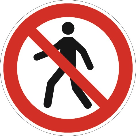 Verbotszeichen ASR A1.3/DIN EN ISO 7010 Fußgänger verboten Ku.