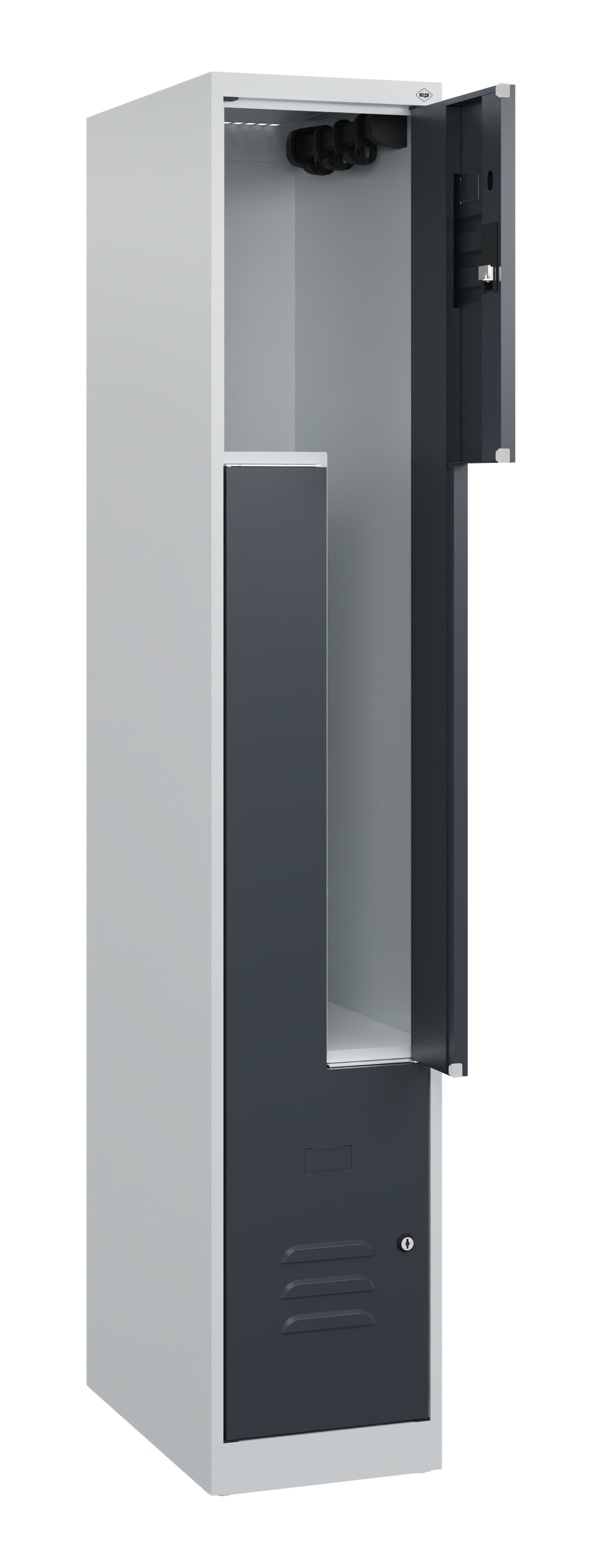 C+P Z-Spind Classic PLUS, 2 Abteile, 1700x300x500mm, 7035/7016