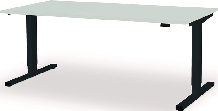 Schreibtisch levero H650-1250xB1800xT800mm anthrazitgrau/lichtgrau elektr.MAUSER
