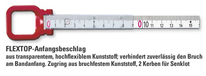Rahmenbandmaß ERGOLINE L.30m Band-B.13mm A mm/cm EG II Alu.weiß Stahlmaßband BMI