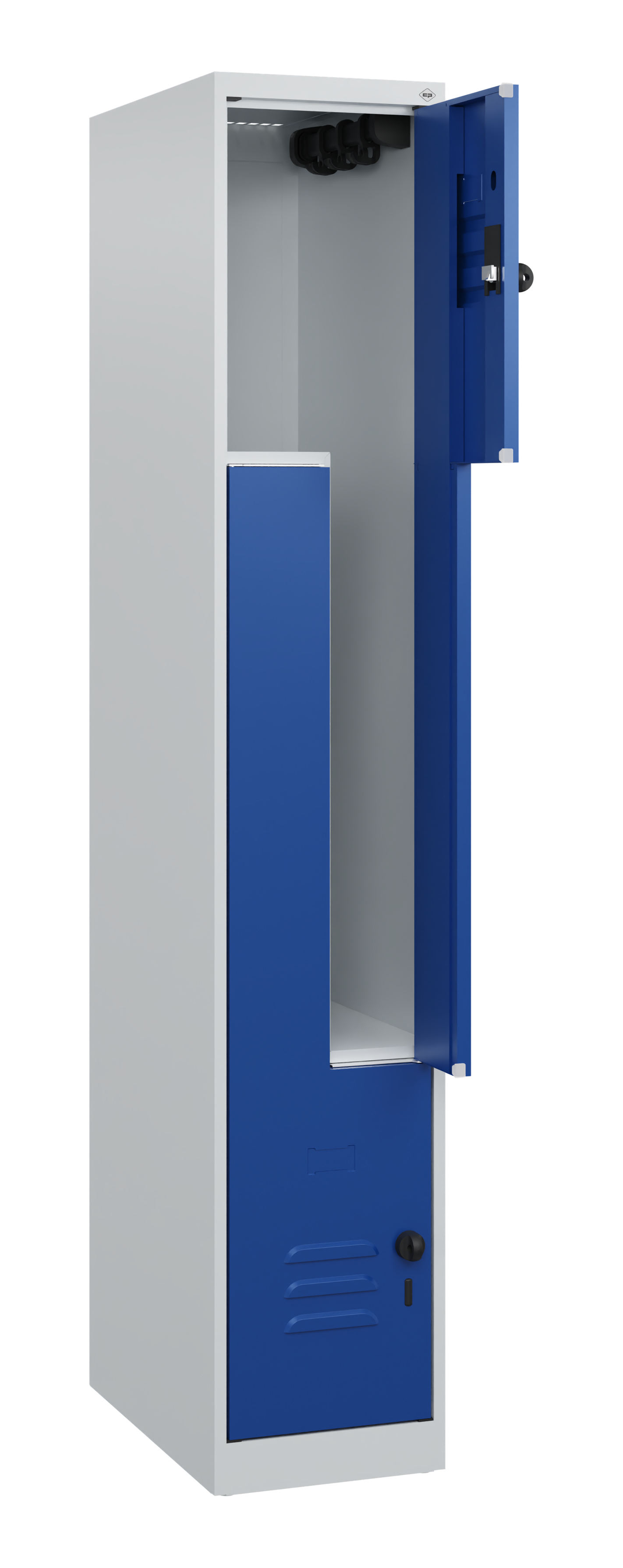 C+P Z-Spind Classic PLUS, 2 Abteile, 1700x300x500mm, 7035/5010