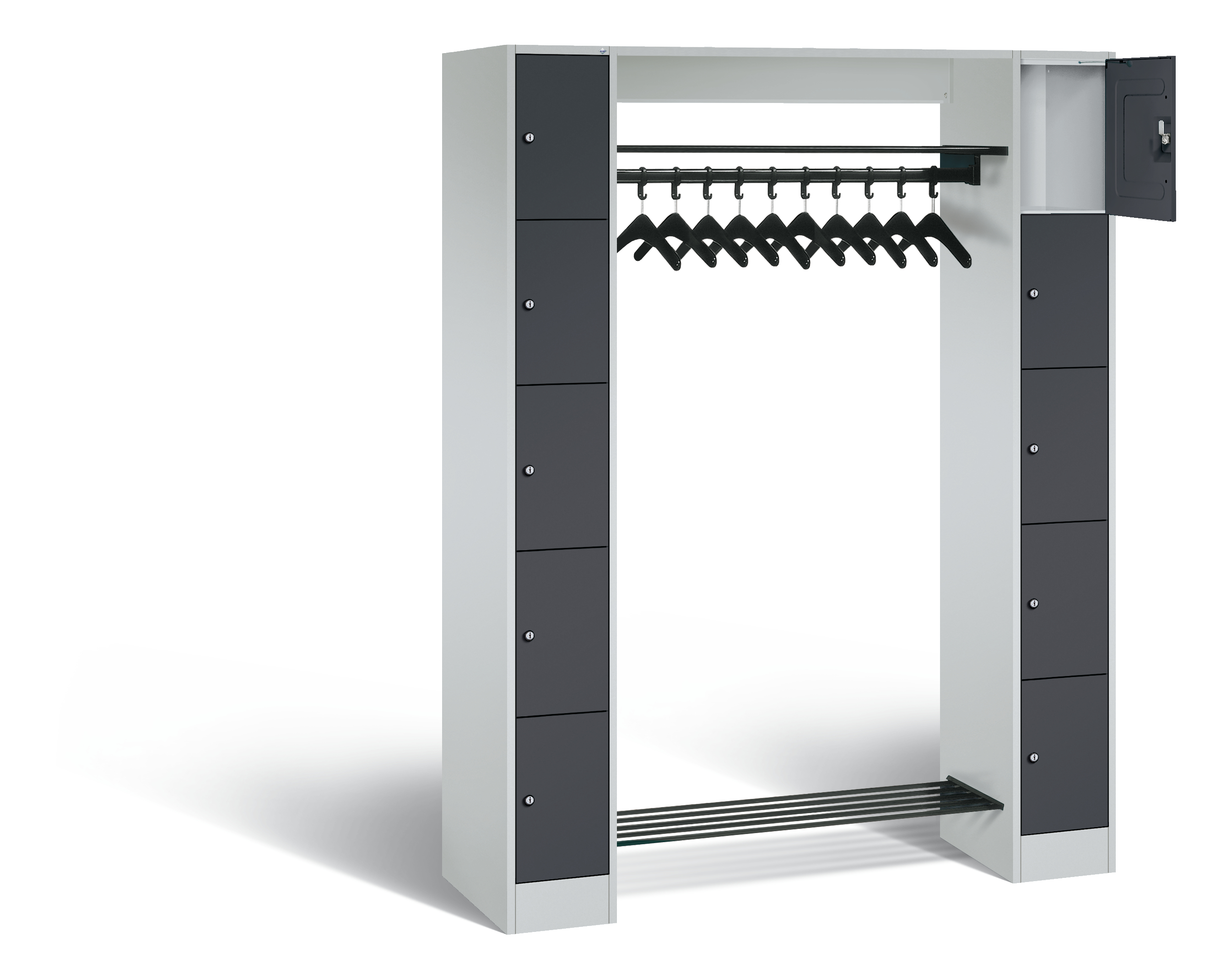 C+P Offene Garderobe, H1950xB1430xT480mm, 7035/7016