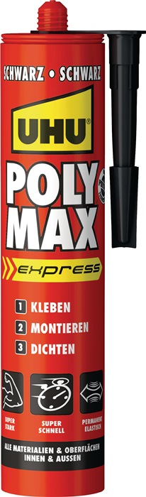 Kleb-/Dichtstoff POLY MAX POWER schwarz 425g Kartusche UHU