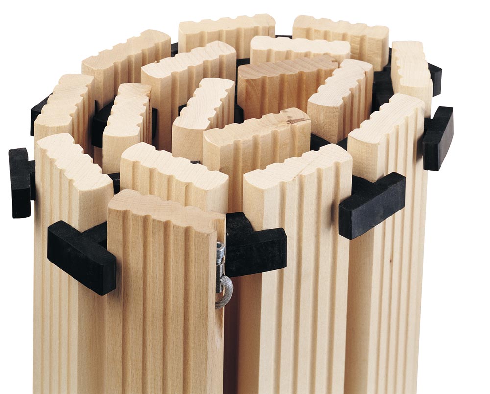 Holzlaufrost aus abgelagertem Buchenholz, inkl. kunststoffummanteltem Stahlseil und T-Gummipuffern, BxH 900x36 mm, Gummilagerung: 3-fach