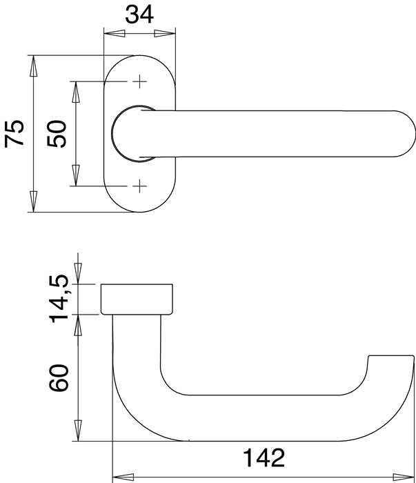 Feuerschutzdrückerlochteil 1103/2133 VA EST ger.4-KT.9mm EDI