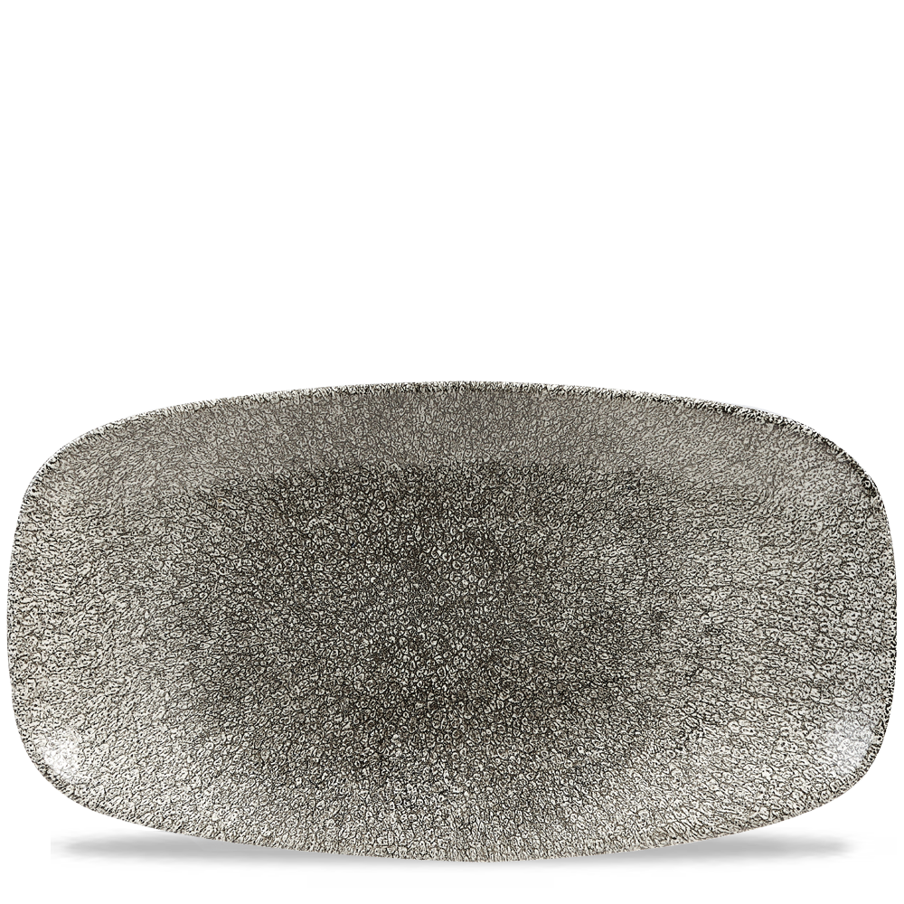 Churchill Super Vitrified Studio Prints Raku Quartz Black Chefs Oblong Platte 35.5X18.9Cm, 6 Stück