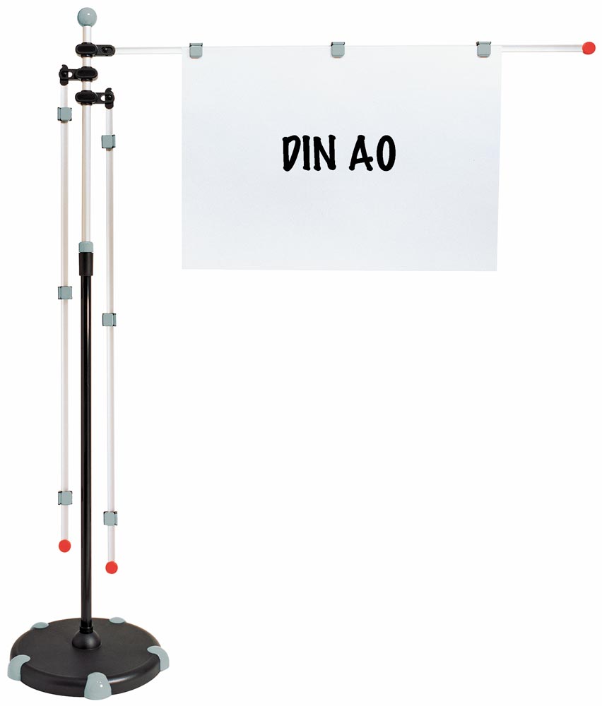 Mobiler Planhalter, 3 Alu-Schwenkarme A0 (1320 mm) mit je 3 Magnetclips, Rollenfuß