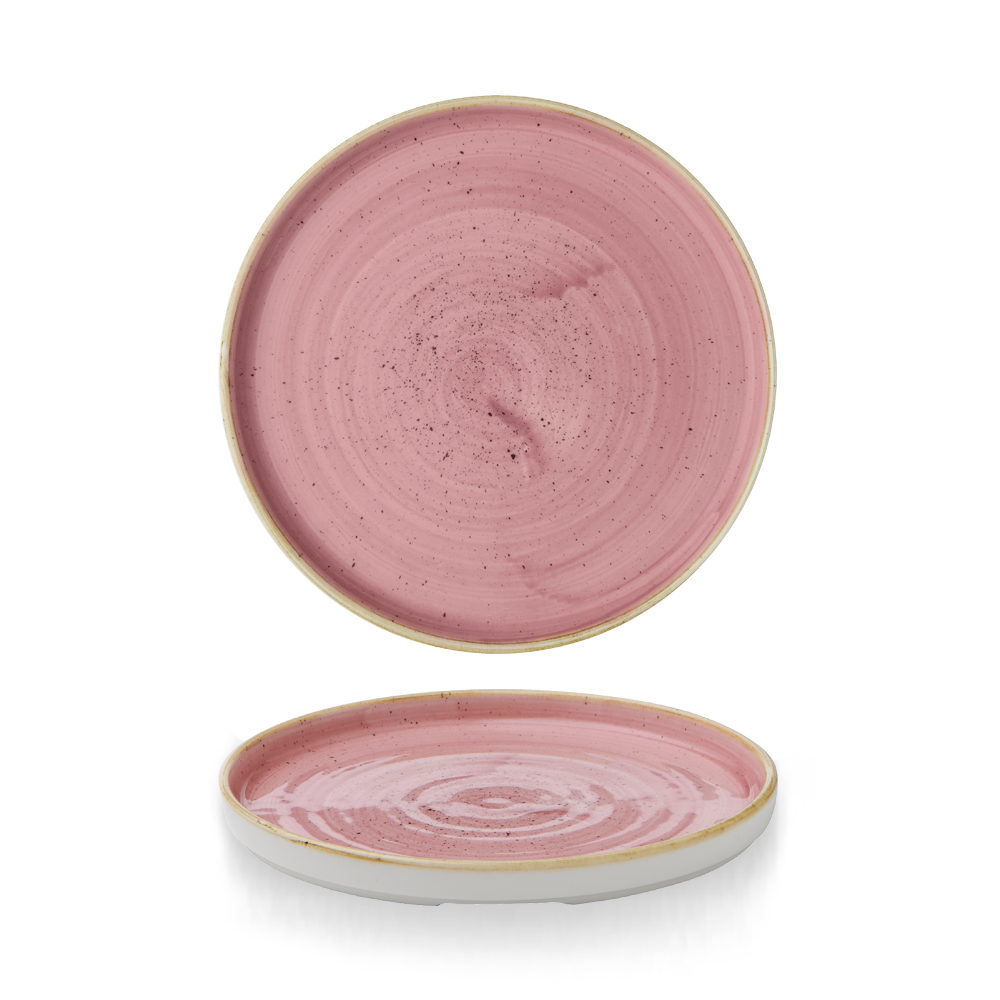Churchill Super Vit Stonecast Flache Teller mit Steilrand, 21 cm, 6 Stück, Blütenrosa, rund