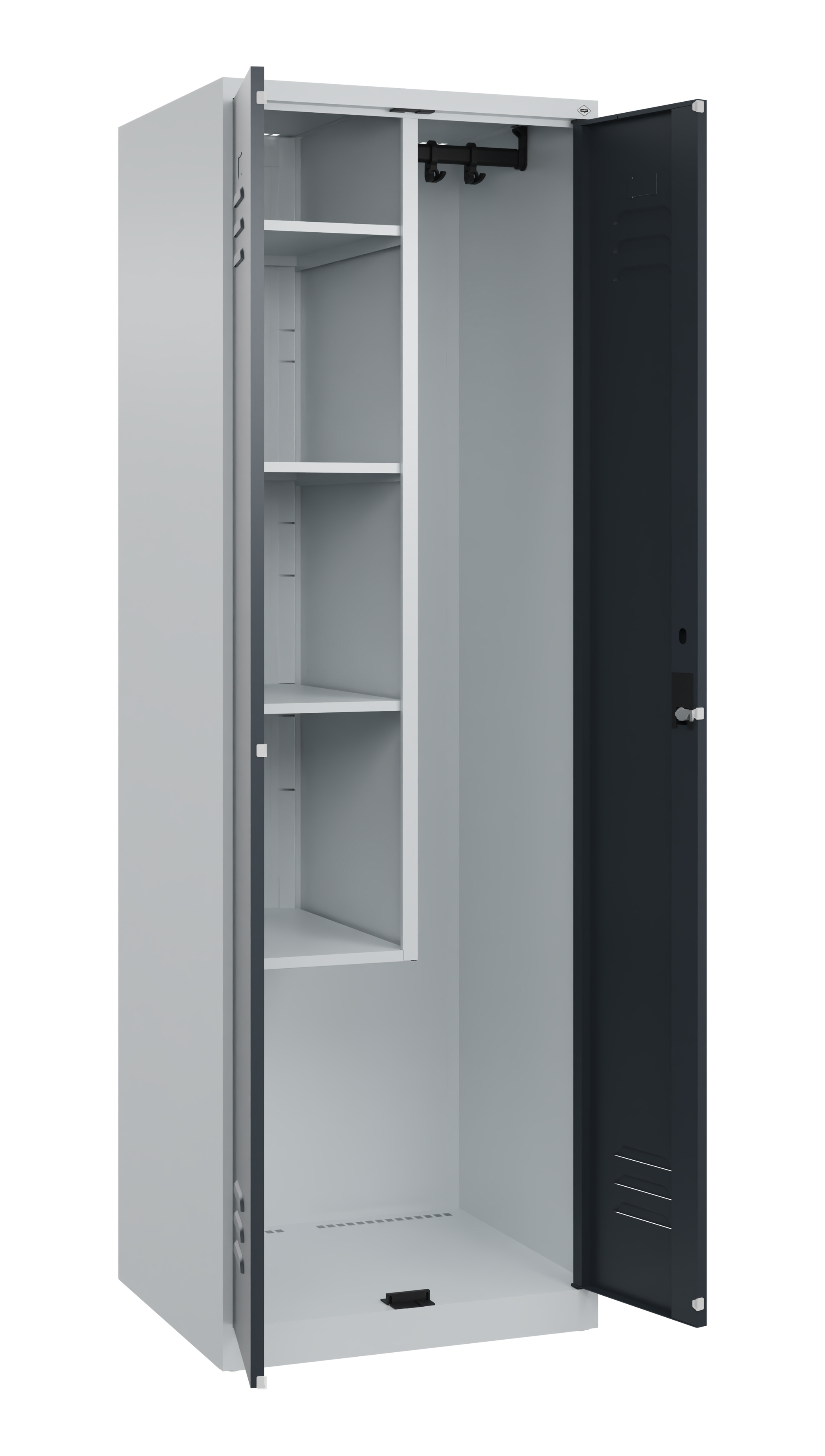 C+P Putzmittel-Spind Classic PLUS, 2 Abteile, 1850x600x500mm, 7035/7016