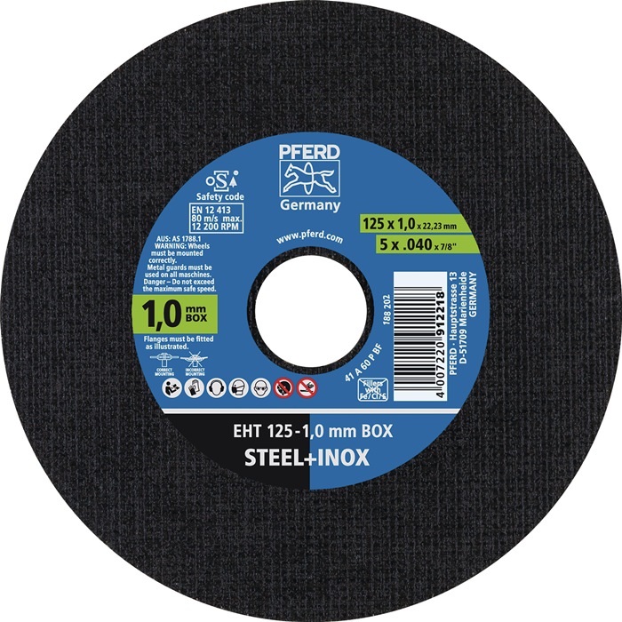Trennscheibe STEELOX BOX D125x1mm ger.INOX Bohr.22,23mm PFERD