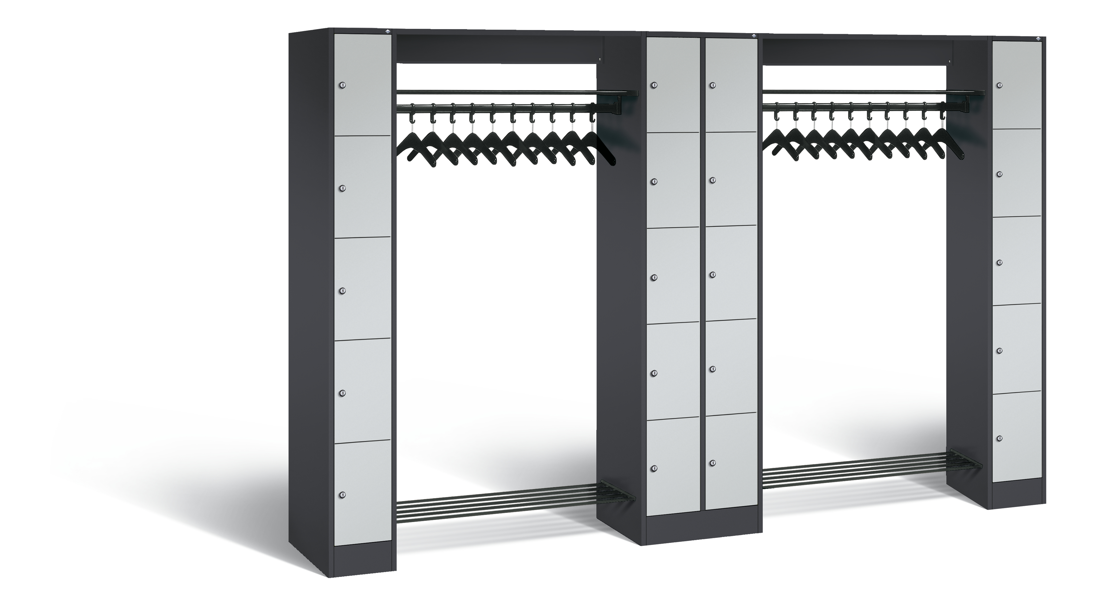 C+P Offene Garderobe Vesto, H1950xB2840xT480mm, 7016/7035
