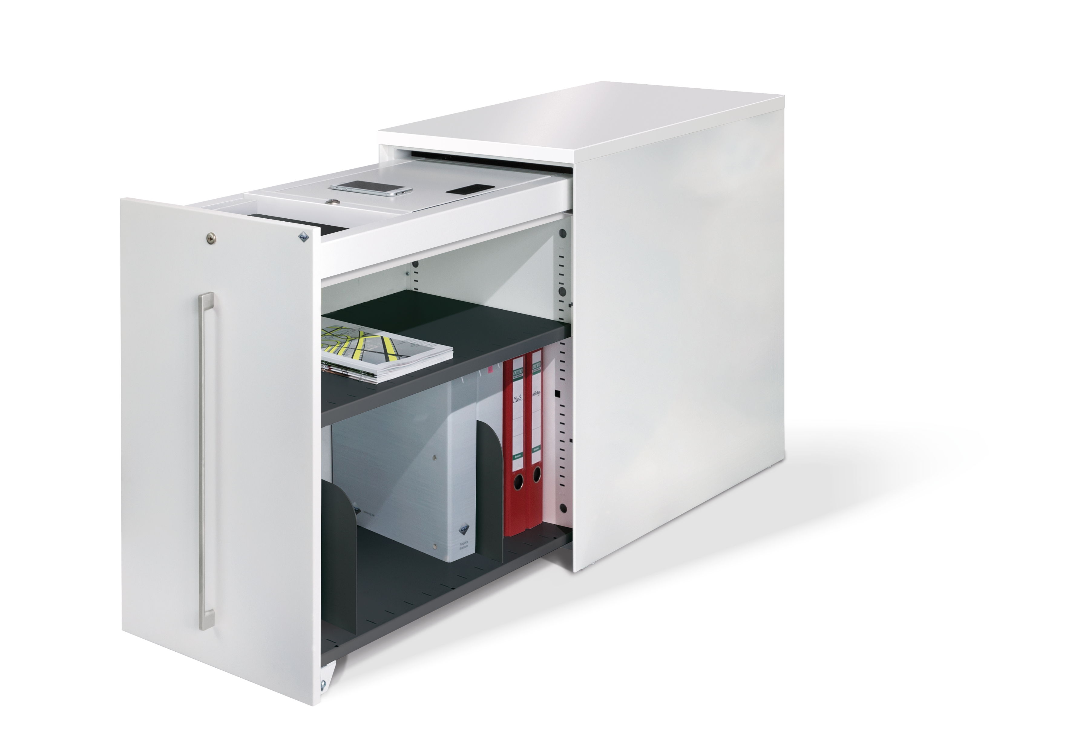 C+P Auszugschrank in Schreibtischhöhe Asisto, H740B430T800 mm, 7035/7035
