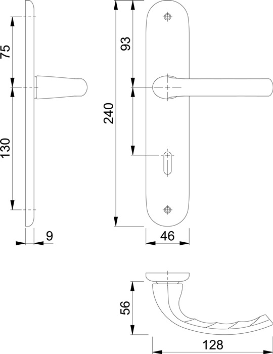 Langschildgarnitur Tôkyô 1710/273P Alu.F2 OB 72mm DIN L/R HOPPE