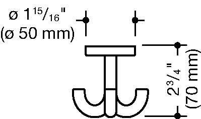 Handtuchhaken 477 drehb.H.70mm B.75mm L.75mm PA ma 90 tiefschwarz D.50mm HEWI
