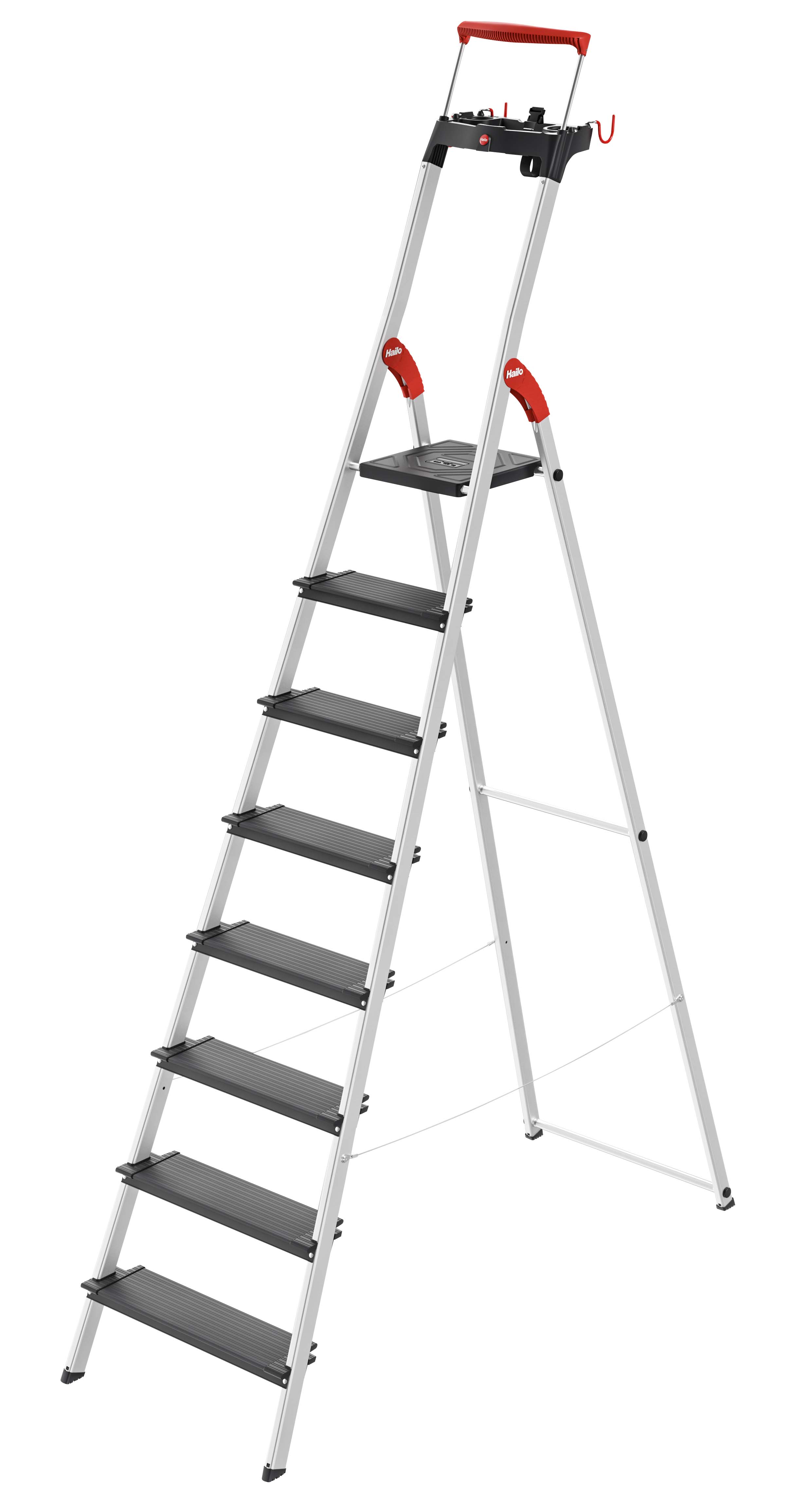Hailo L100 TopLine, Alu-Sicherheits-Stehleiter, 8 Stufen