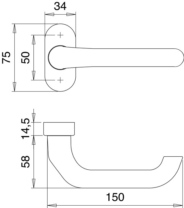 Feuerschutzdrückerlochteil 1300/2133 Alu.F1 gekr.4-KT.9mm EDI