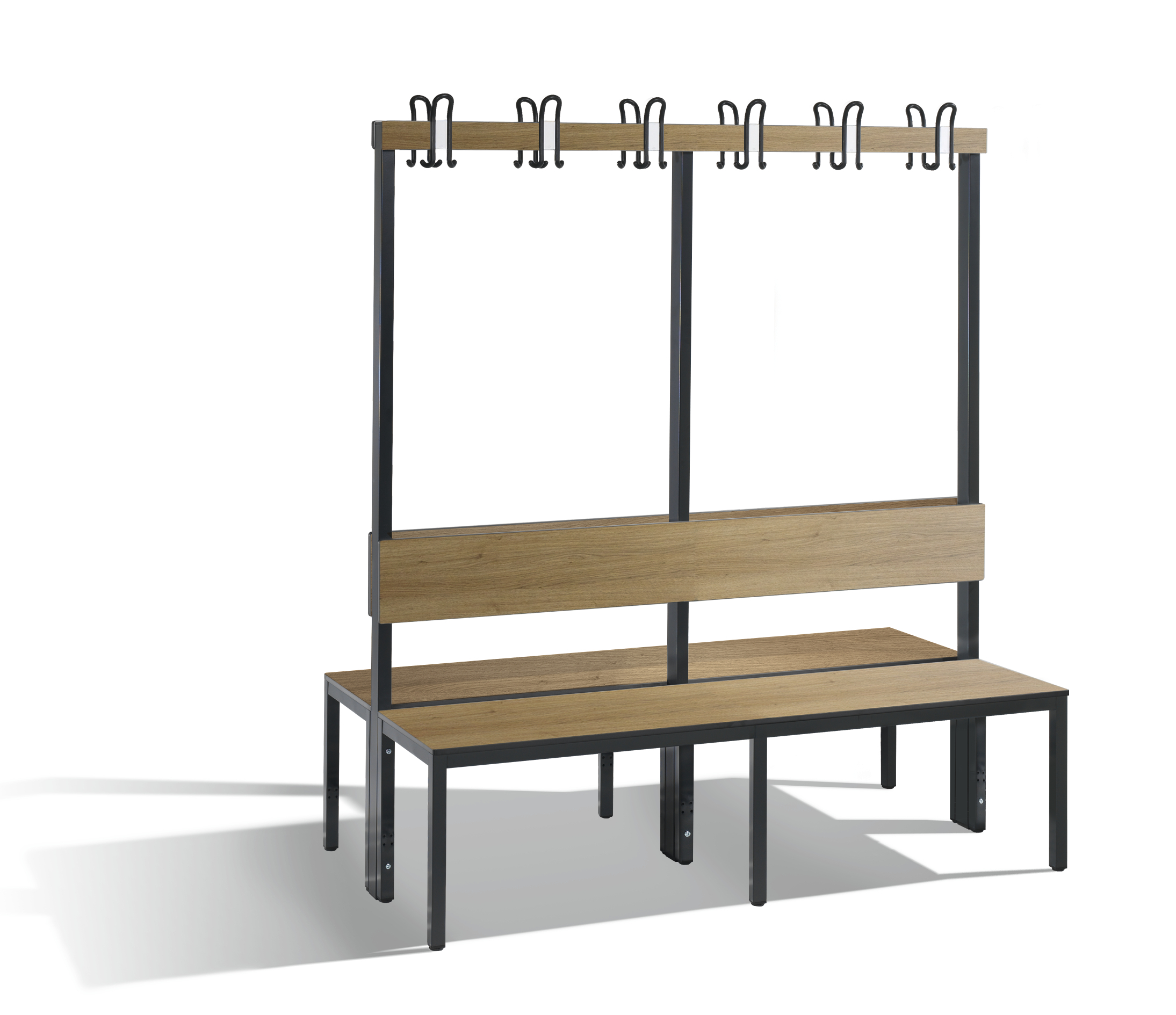 C+P Doppelseitige Garderobenbank mit Rückenlehne, Basic Plus, H1650xB1500xT760mm