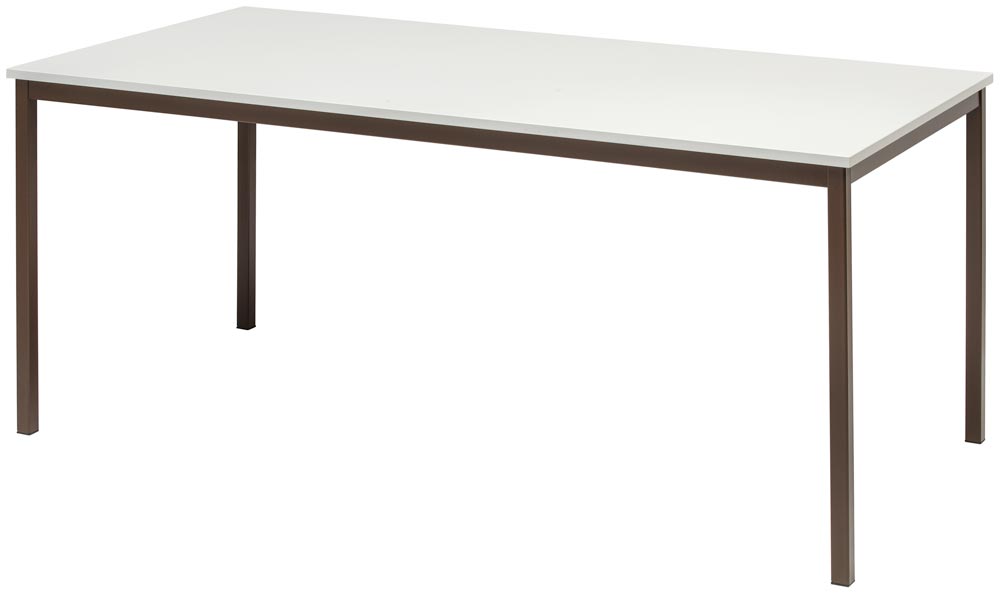 Tisch, BxTxH 1600x800x720 mm, Vierkantrohrgestell RAL 8014 braun, Tischplatte melaminharzbeschichtet lichtgrau