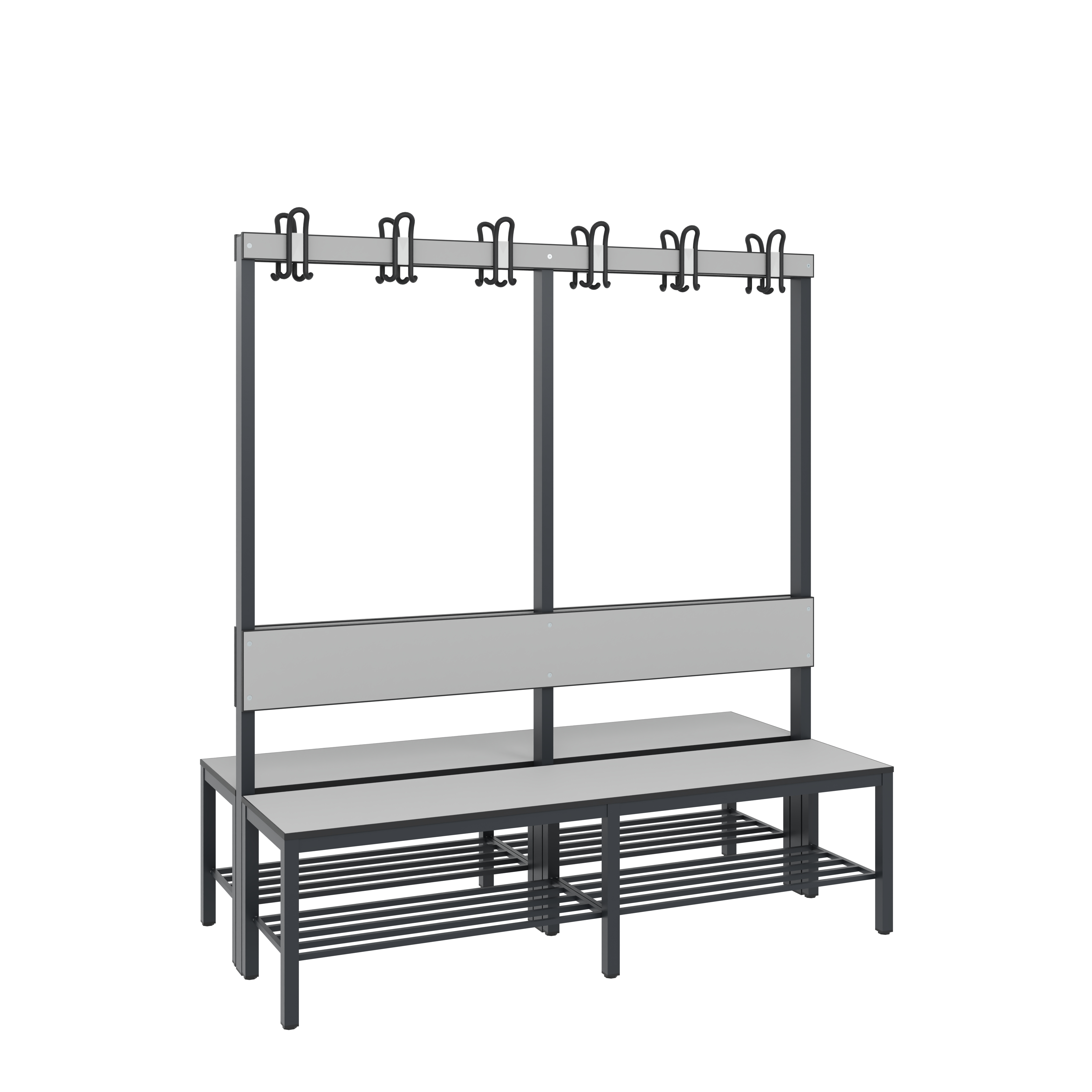 C+P Doppelseitige Garderobenbank mit Rückenlehne, Basic Plus, H1650xB1500xT760mm