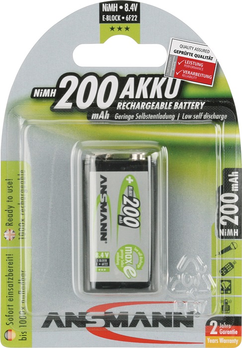 Akkuzelle maxE 8,4 V 200 mAh 9V E-Block HR9V 1 1St./Blister ANSMANN