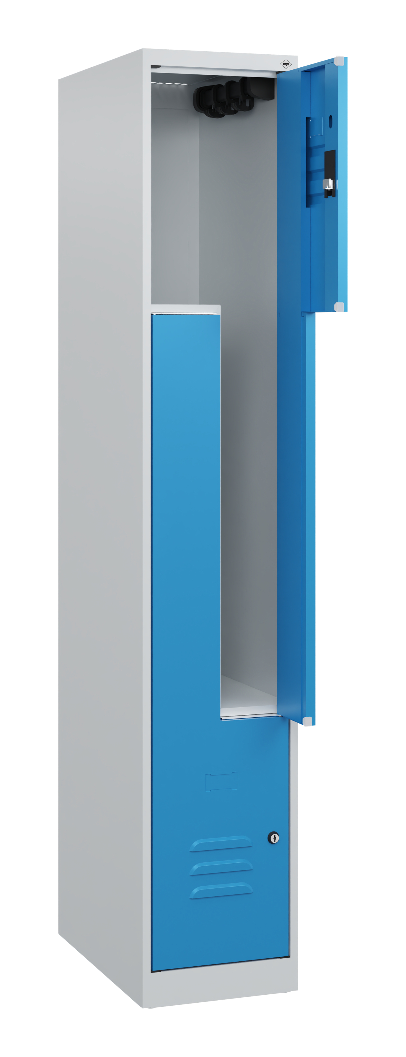 C+P Z-Spind Classic PLUS, 2 Abteile, 1700x300x500mm, 7035/5012