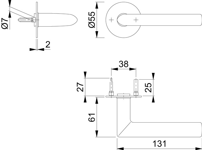 Türdrückerpaar Stock.E1140Z/849N VA F69 m.Drückerrosetten VK 8mm HOPPE