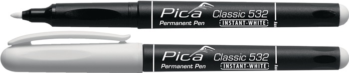 Permanentmarker INSTANT WHITE weiß Strich-B.1-2mm Stift m.Clip PICA