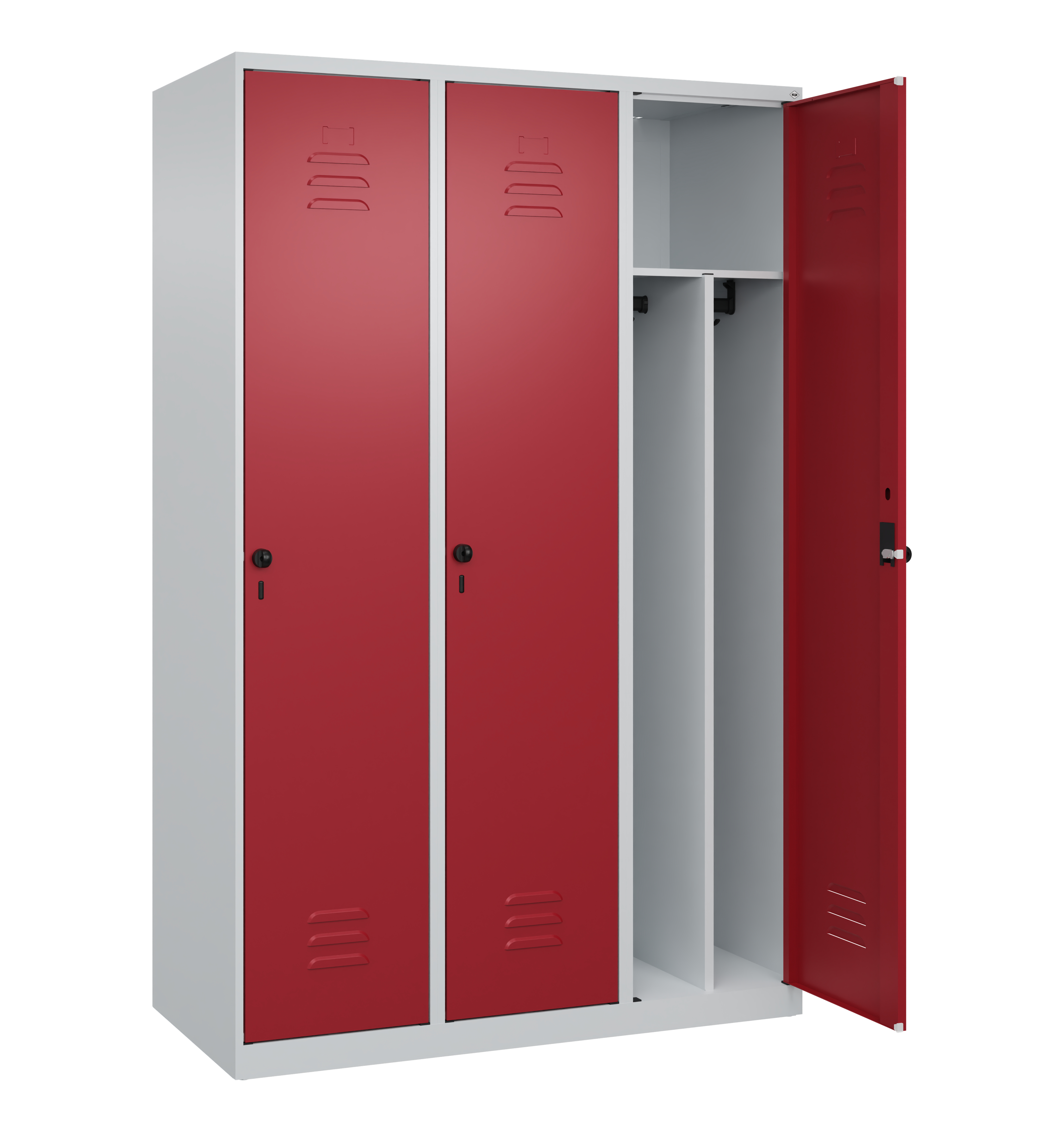 C+P Spind Classic PLUS, 3 Abteile, 1850x1200x500mm, 7035/3003