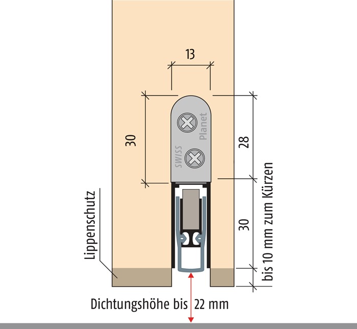 Türdichtung HS 1-s.L.835mm Alu.silberf.HLT PLANET
