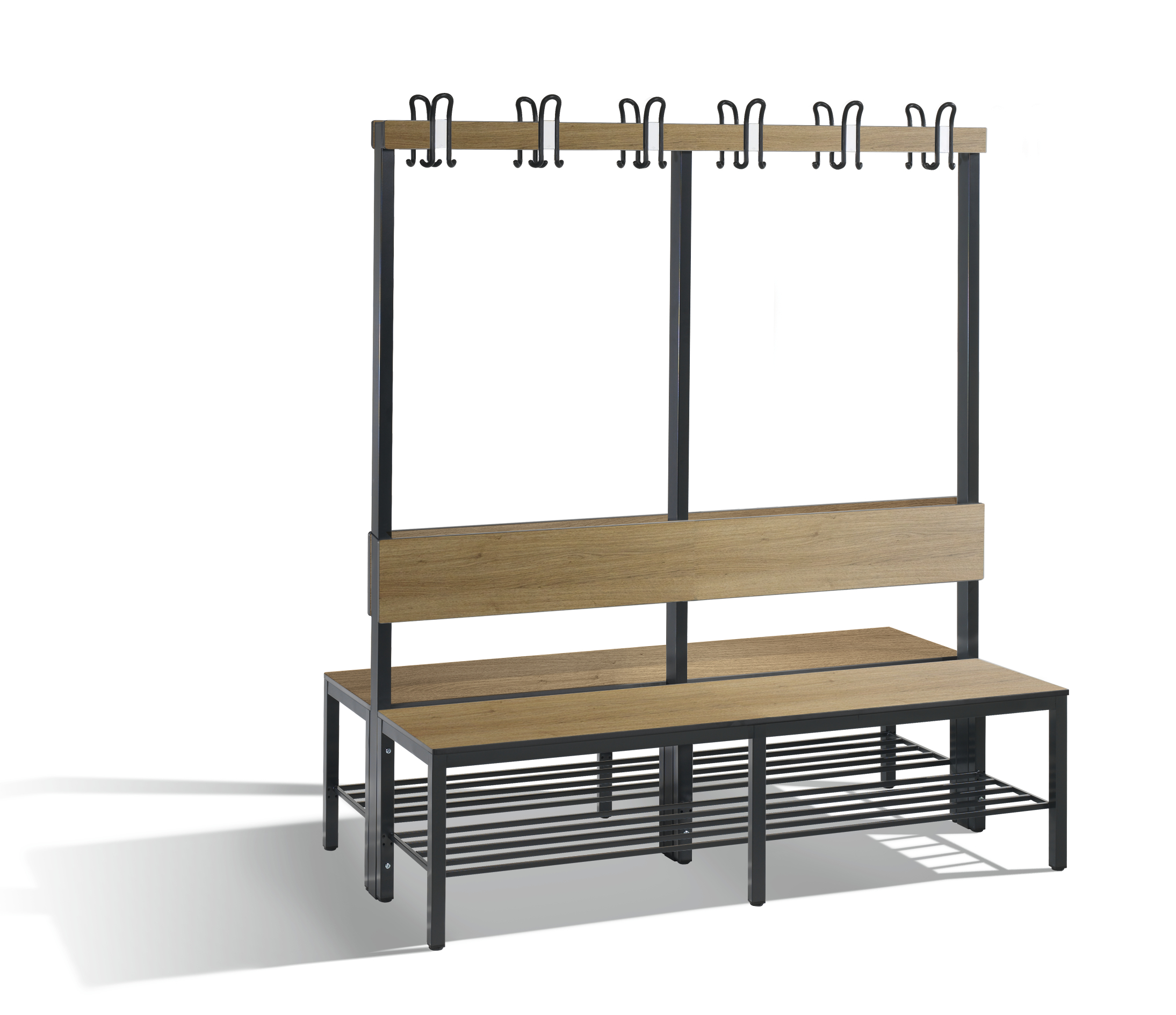 C+P Doppelseitige Garderobenbank mit Rückenlehne, Basic Plus, H1650xB1500xT760mm