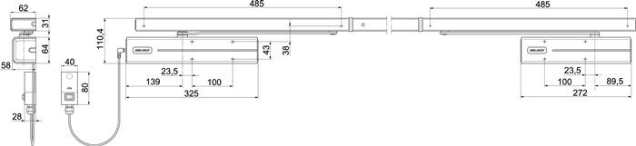 ASSA ABLOY Freilauf-Gleitschienentürschließerset weiß 9016