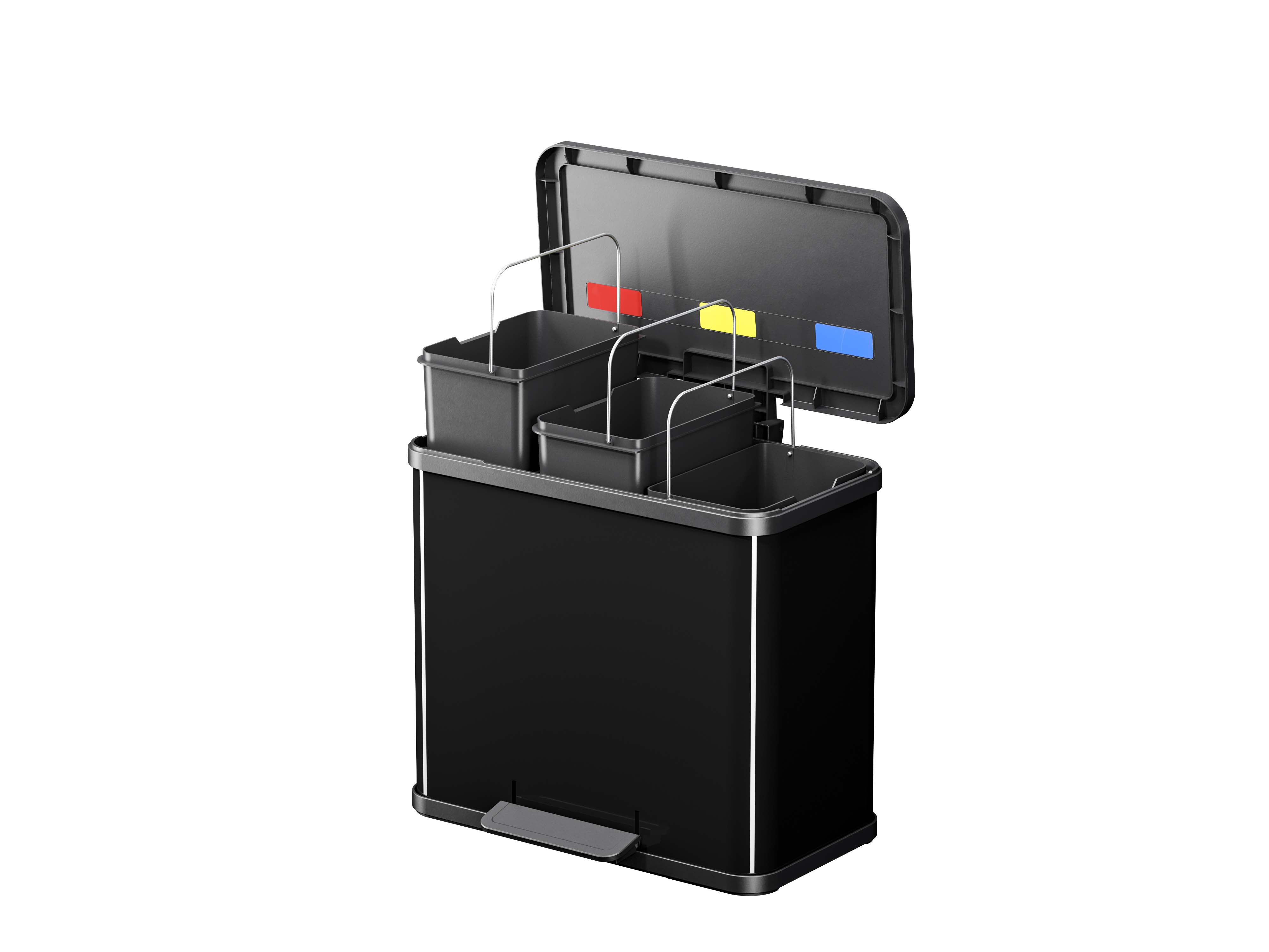 Hailo Öko trio Plus L, Tret-Mülltrenner, 3x9 ltr, Schwarz